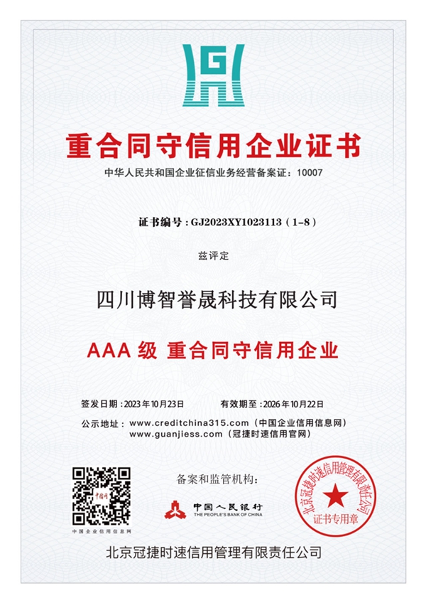重合同守信用企業證書